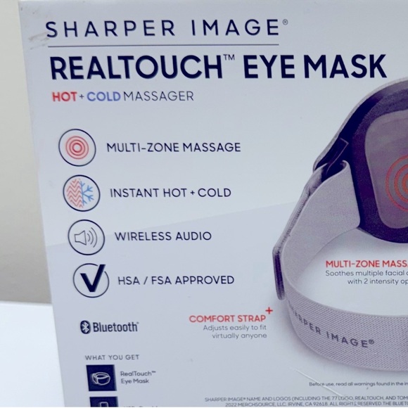 NIB Sharper Image RealTouch Eye Mask, Hot + Cold Massager, Bluetooth - Picture 11 of 12